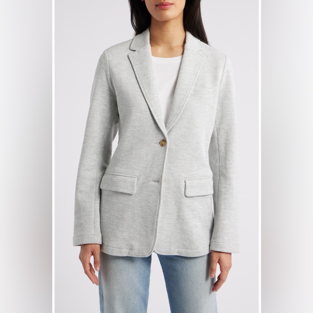 Faherty Inlet Cotton Blend Knit Blazer in Heather Gray, Size Small